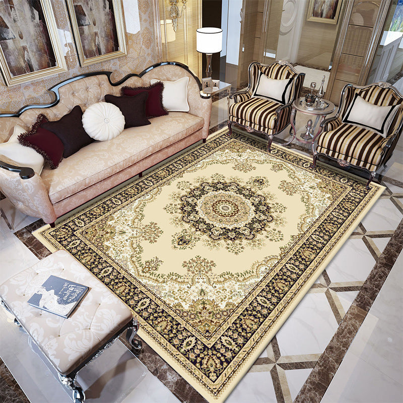 Lisslune | Beautiful multicolored jacquard rug polypropylene traditional rug stain-resistant washable non-slip backing rug for room