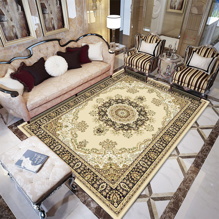 Lisslune | Beautiful multicolored jacquard rug polypropylene traditional rug stain-resistant washable non-slip backing rug for room