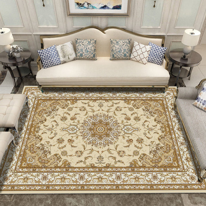 Lisslune | Beautiful multicolored jacquard rug polypropylene traditional rug stain-resistant washable non-slip backing rug for room