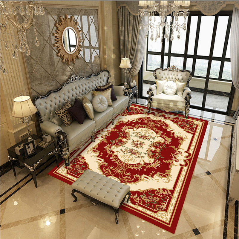 Lisslune | Peony Patterned Rug Multicolor Rug Stain Resistant Non-Slip Back Machine Washable Rug for Living Room