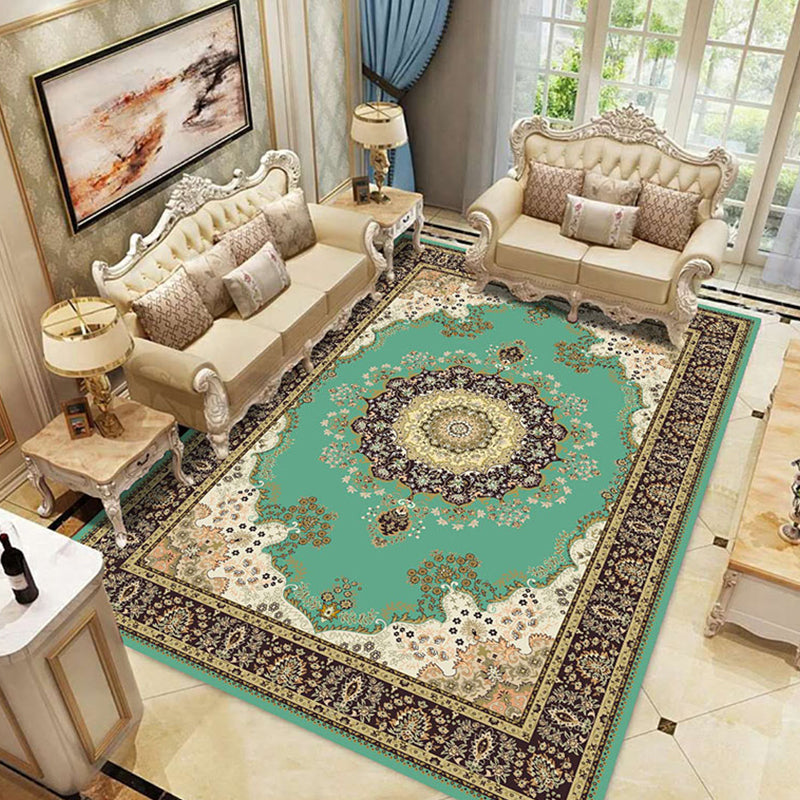Lisslune | Peony Patterned Rug Multicolor Rug Stain Resistant Non-Slip Back Machine Washable Rug for Living Room