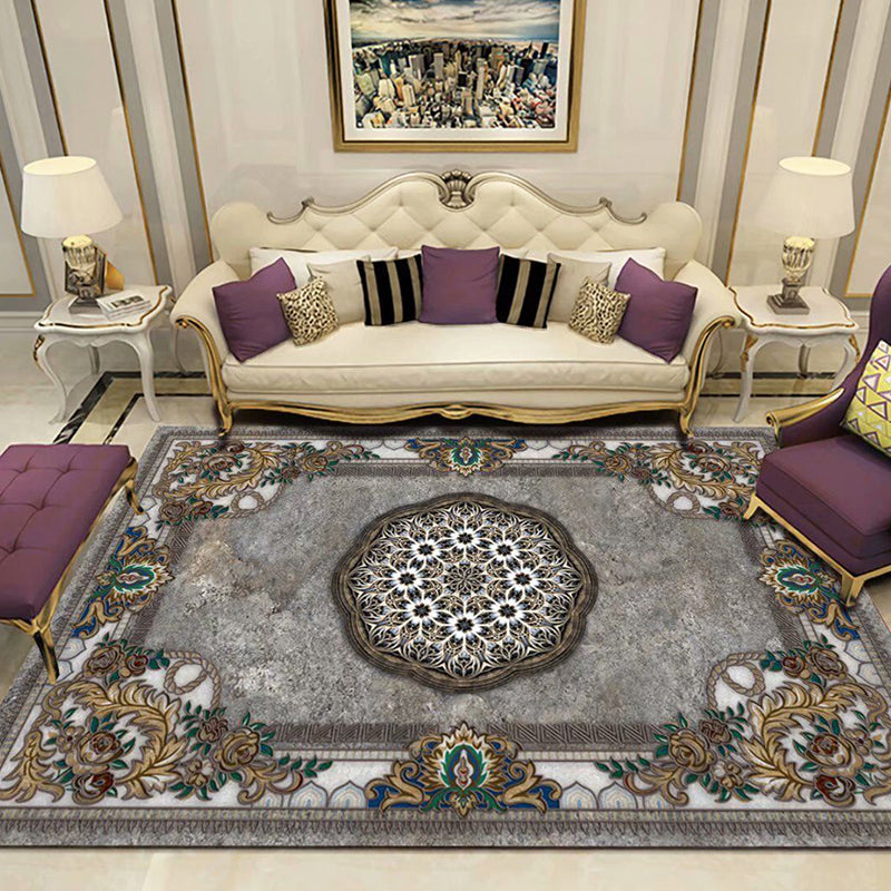 Lisslune | Peony Patterned Rug Multicolor Rug Stain Resistant Non-Slip Back Machine Washable Rug for Living Room
