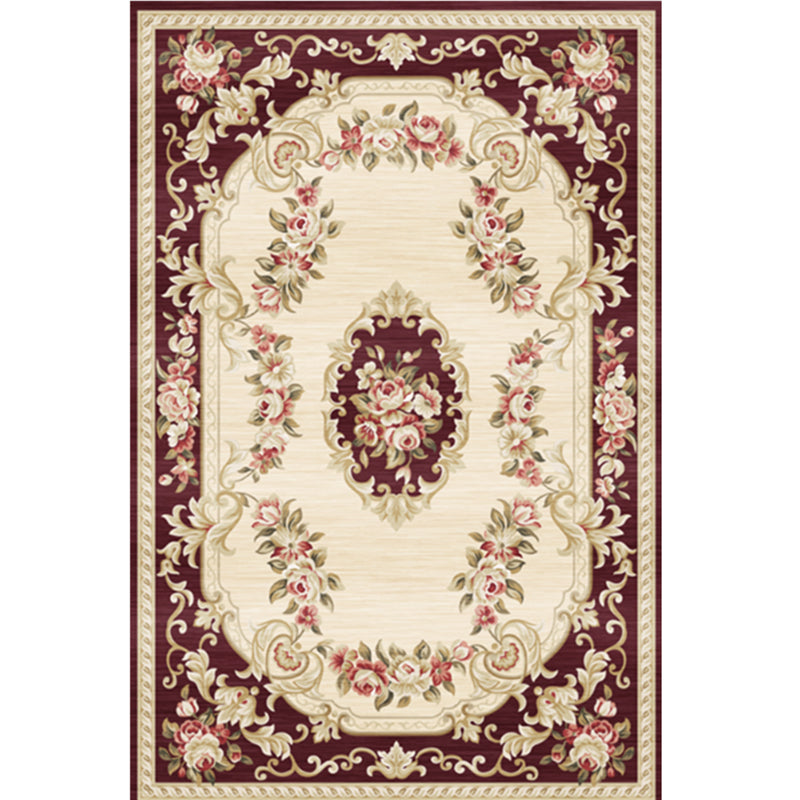 Lisslune | Peony Patterned Rug Multicolor Rug Stain Resistant Non-Slip Back Machine Washable Rug for Living Room