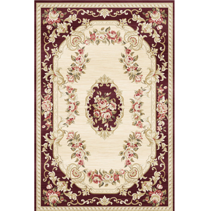 Lisslune | Peony Patterned Rug Multicolor Rug Stain Resistant Non-Slip Back Machine Washable Rug for Living Room