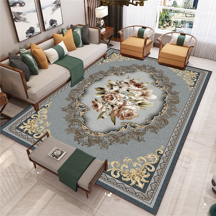 Lisslune | Peony Patterned Rug Multicolor Rug Stain Resistant Non-Slip Back Machine Washable Rug for Living Room