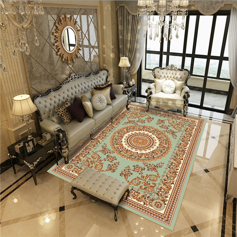 Lisslune | Peony Patterned Rug Multicolor Rug Stain Resistant Non-Slip Back Machine Washable Rug for Living Room
