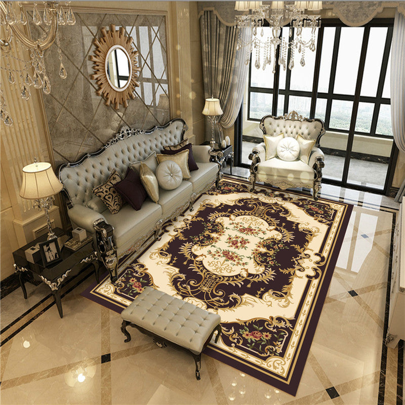 Lisslune | Peony Patterned Rug Multicolor Rug Stain Resistant Non-Slip Back Machine Washable Rug for Living Room