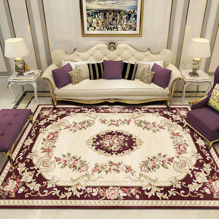 Lisslune | Peony Patterned Rug Multicolor Rug Stain Resistant Non-Slip Back Machine Washable Rug for Living Room