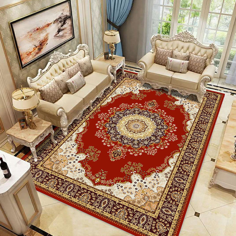 Lisslune | Peony Patterned Rug Multicolor Rug Stain Resistant Non-Slip Back Machine Washable Rug for Living Room