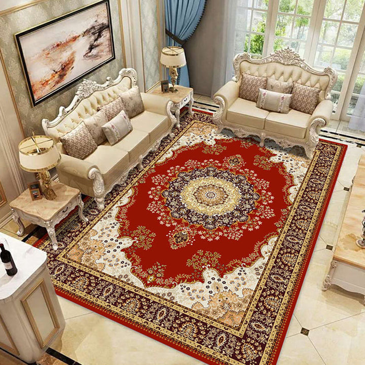 Lisslune | Peony Patterned Rug Multicolor Rug Stain Resistant Non-Slip Back Machine Washable Rug for Living Room