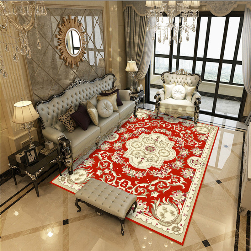 Lisslune | Peony Patterned Rug Multicolor Rug Stain Resistant Non-Slip Back Machine Washable Rug for Living Room