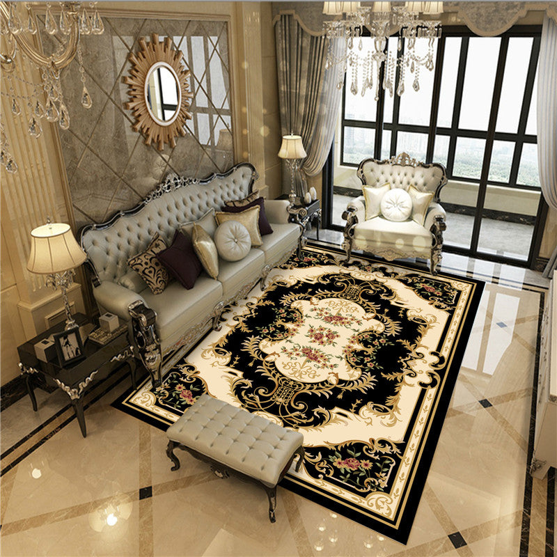 Lisslune | Peony Patterned Rug Multicolor Rug Stain Resistant Non-Slip Back Machine Washable Rug for Living Room