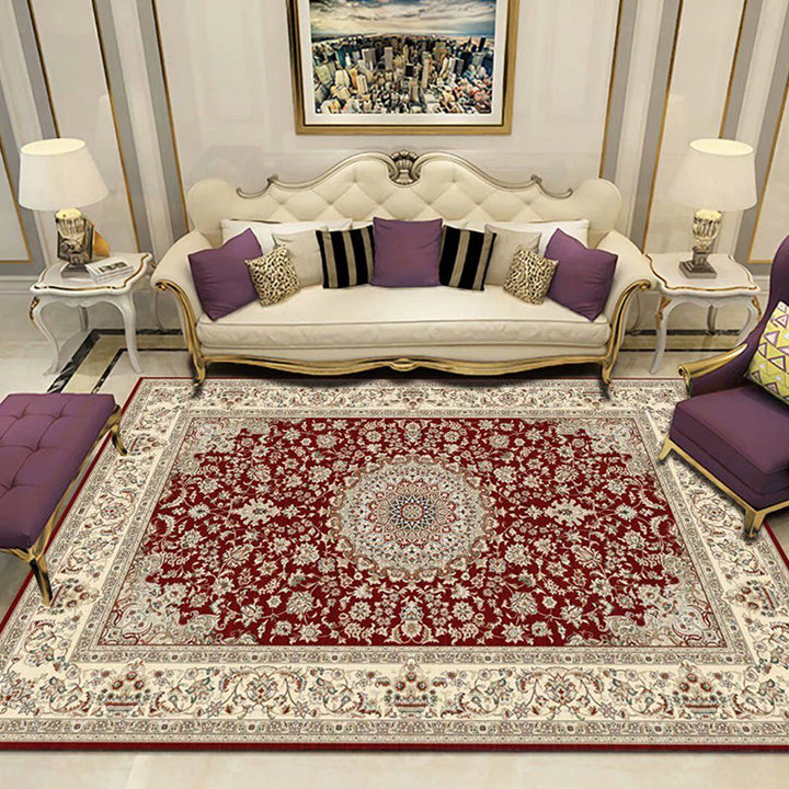 Lisslune | Peony Patterned Rug Multicolor Rug Stain Resistant Non-Slip Back Machine Washable Rug for Living Room
