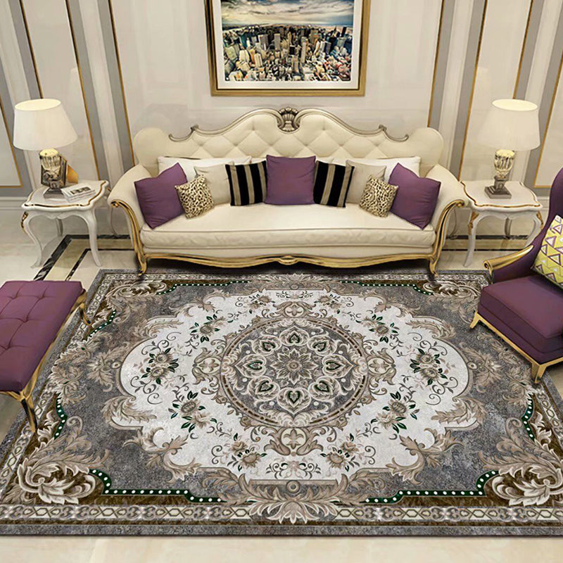 Lisslune | Peony Patterned Rug Multicolor Rug Stain Resistant Non-Slip Back Machine Washable Rug for Living Room