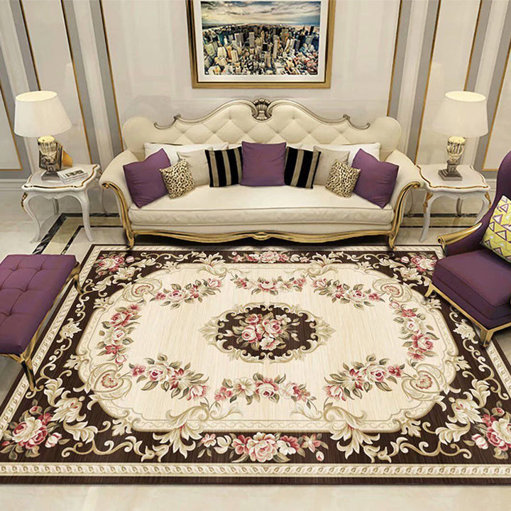 Lisslune | Empire Floral Area Rug Multicolor Victorian Carpet Synthetic Stain Resistant Non-Slip Backing Pet Friendly Rug for Lounge
