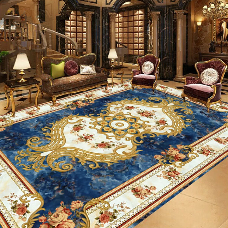 Lisslune | Empire Floral Area Rug Multicolor Victorian Carpet Synthetic Stain Resistant Non-Slip Backing Pet Friendly Rug for Lounge