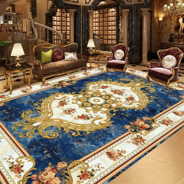 Lisslune | Empire Floral Area Rug Multicolor Victorian Carpet Synthetic Stain Resistant Non-Slip Backing Pet Friendly Rug for Lounge