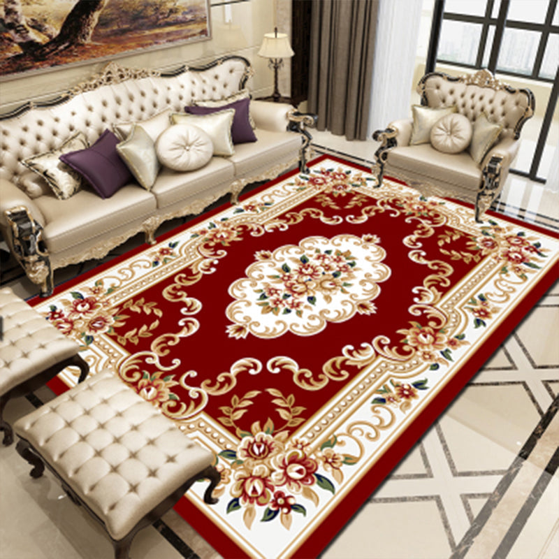 Lisslune | Empire Floral Area Rug Multicolor Victorian Carpet Synthetic Stain Resistant Non-Slip Backing Pet Friendly Rug for Lounge