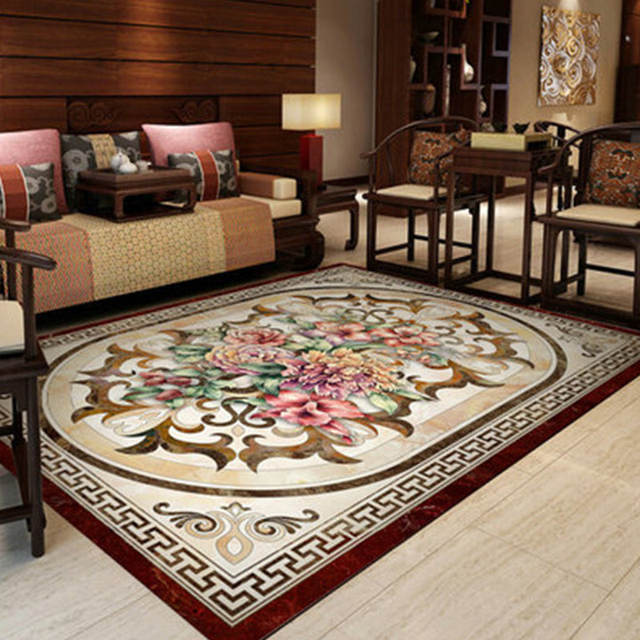 Lisslune | Empire Floral Area Rug Multicolor Victorian Carpet Synthetic Stain Resistant Non-Slip Backing Pet Friendly Rug for Lounge