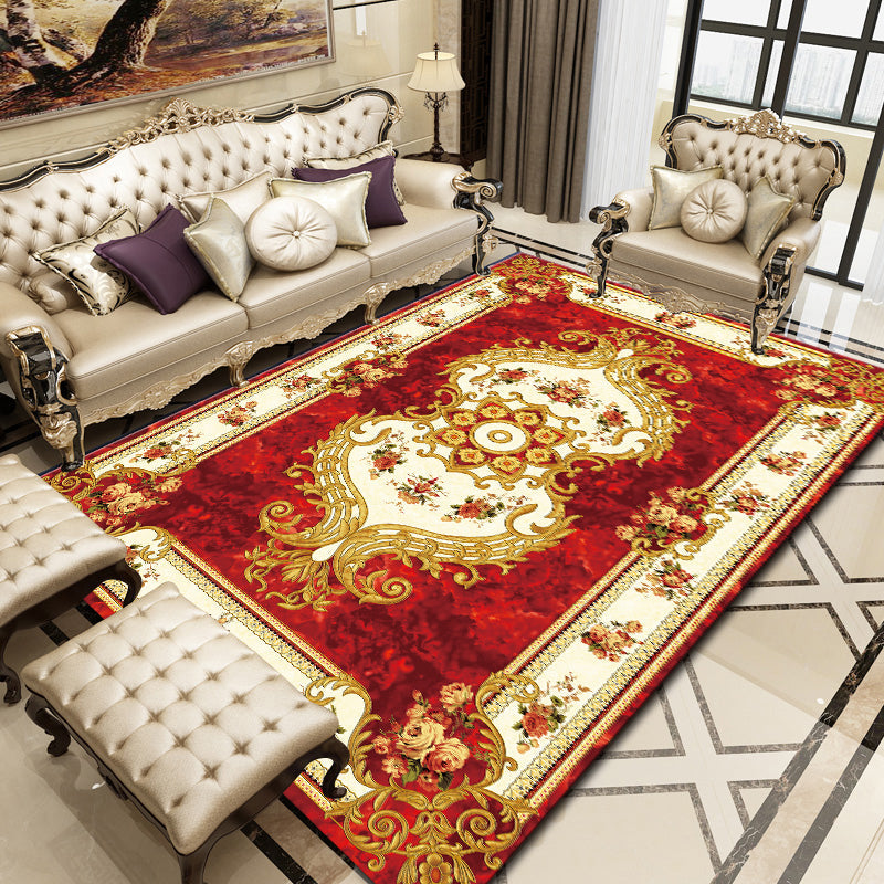 Lisslune | Empire Floral Area Rug Multicolor Victorian Carpet Synthetic Stain Resistant Non-Slip Backing Pet Friendly Rug for Lounge
