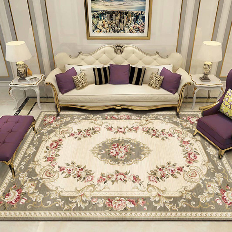 Lisslune | Empire Floral Area Rug Multicolor Victorian Carpet Synthetic Stain Resistant Non-Slip Backing Pet Friendly Rug for Lounge