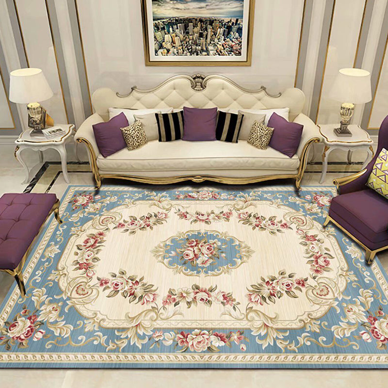 Lisslune | Empire Floral Area Rug Multicolor Victorian Carpet Synthetic Stain Resistant Non-Slip Backing Pet Friendly Rug for Lounge