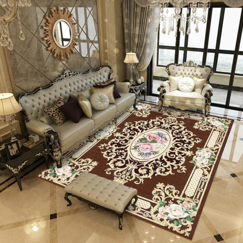 Lisslune | Empire Floral Area Rug Multicolor Victorian Carpet Synthetic Stain Resistant Non-Slip Backing Pet Friendly Rug for Lounge