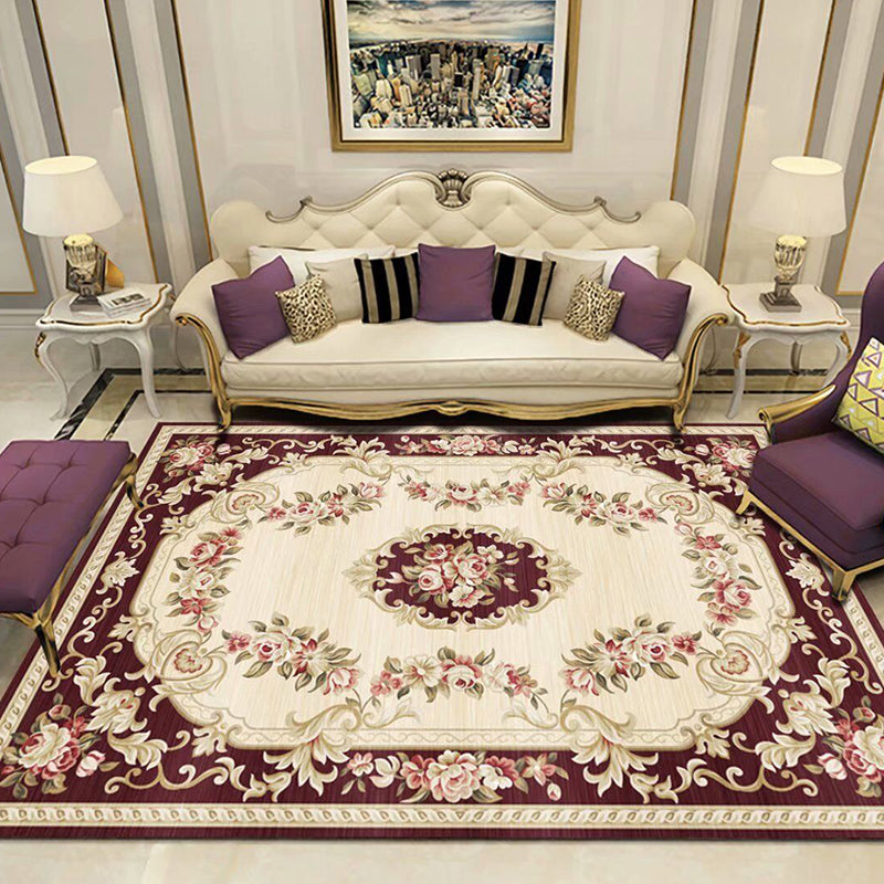 Lisslune | Empire Floral Area Rug Multicolor Victorian Carpet Synthetic Stain Resistant Non-Slip Backing Pet Friendly Rug for Lounge