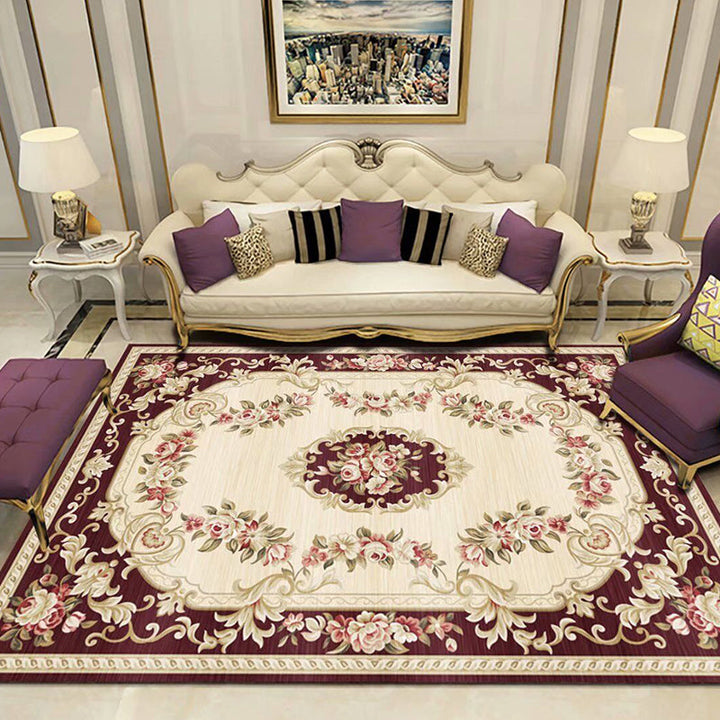 Lisslune | Empire Floral Area Rug Multicolor Victorian Carpet Synthetic Stain Resistant Non-Slip Backing Pet Friendly Rug for Lounge