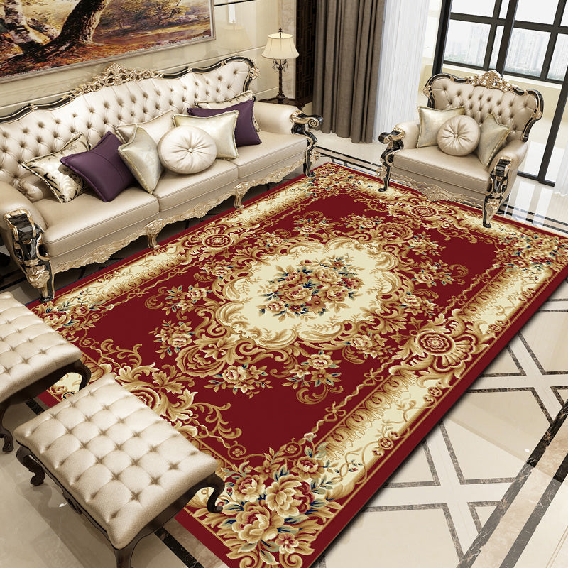 Lisslune | Empire Floral Area Rug Multicolor Victorian Carpet Synthetic Stain Resistant Non-Slip Backing Pet Friendly Rug for Lounge