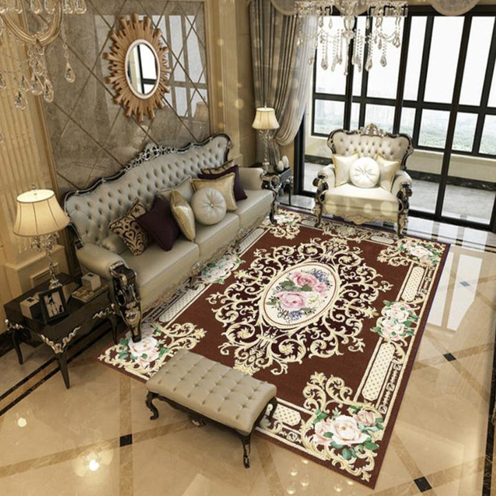 Lisslune | Beautiful Peony Print Rug Multicolor Classic Rug Polypropylene Non-slip Machine Washable Stain Resistant Rug for the Room