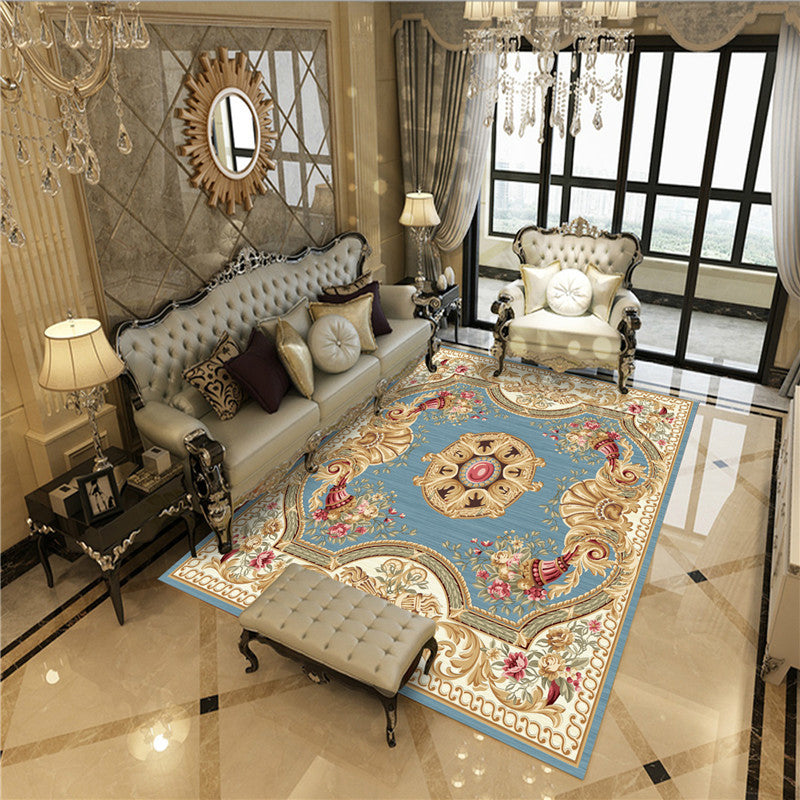 Lisslune | Beautiful Peony Print Rug Multicolor Classic Rug Polypropylene Non-slip Machine Washable Stain Resistant Rug for the Room