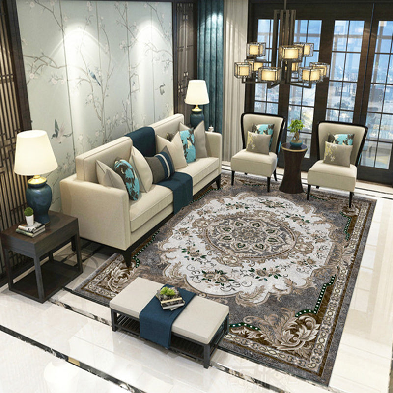 Lisslune | Beautiful Peony Print Rug Multicolor Classic Rug Polypropylene Non-slip Machine Washable Stain Resistant Rug for the Room