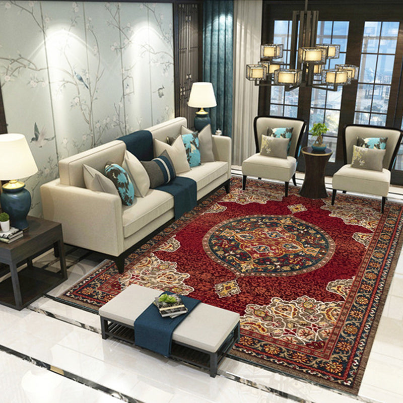 Lisslune | Beautiful Peony Print Rug Multicolor Classic Rug Polypropylene Non-slip Machine Washable Stain Resistant Rug for the Room
