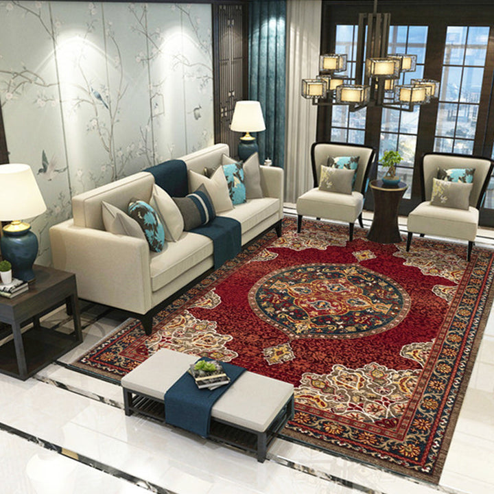 Lisslune | Beautiful Peony Print Rug Multicolor Classic Rug Polypropylene Non-slip Machine Washable Stain Resistant Rug for the Room