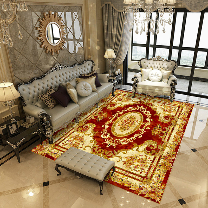 Lisslune | Beautiful Peony Print Rug Multicolor Classic Rug Polypropylene Non-slip Machine Washable Stain Resistant Rug for the Room