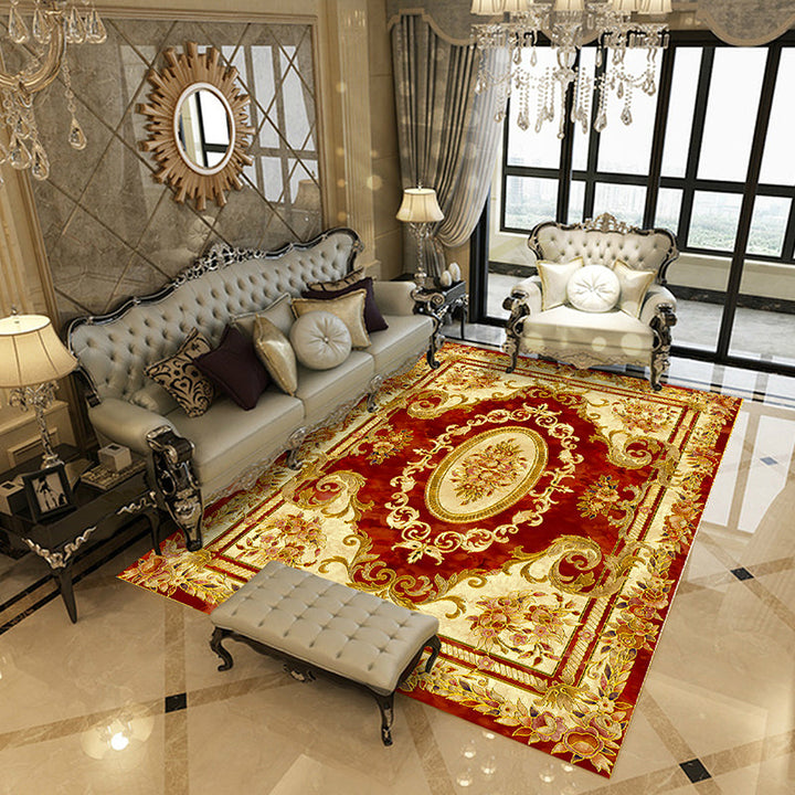 Lisslune | Beautiful Peony Print Rug Multicolor Classic Rug Polypropylene Non-slip Machine Washable Stain Resistant Rug for the Room