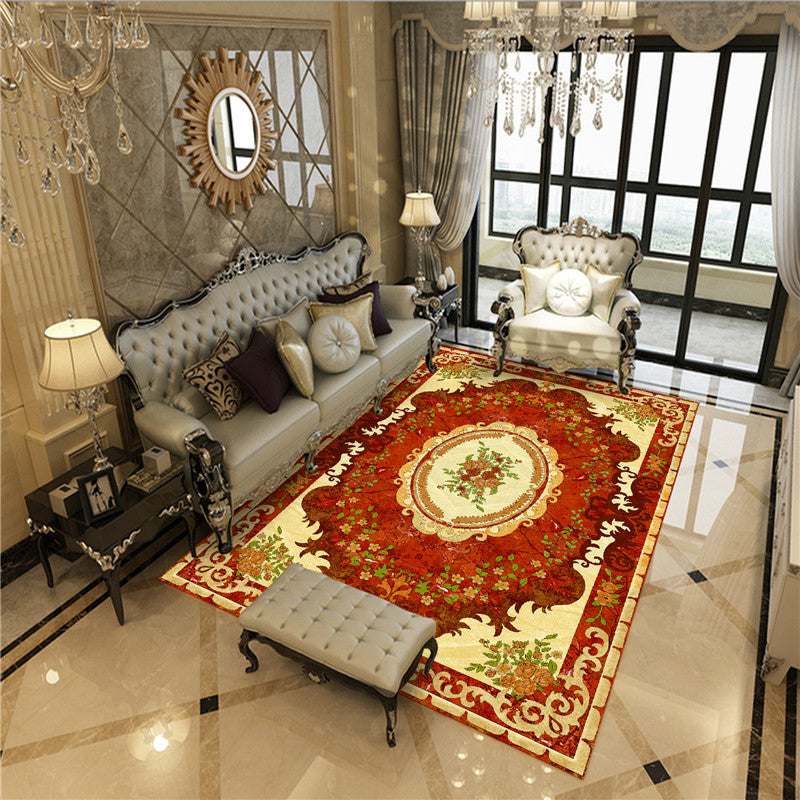 Lisslune | Beautiful Peony Print Rug Multicolor Classic Rug Polypropylene Non-slip Machine Washable Stain Resistant Rug for the Room