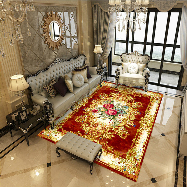 Lisslune | Beautiful Peony Print Rug Multicolor Classic Rug Polypropylene Non-slip Machine Washable Stain Resistant Rug for the Room