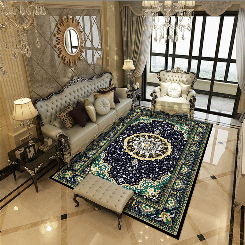 Lisslune | Antique Multicolor Glam Carpet Polyester Floral Pattern Carpet Pet Friendly Stain Resistant Non-Slip Carpet for Home