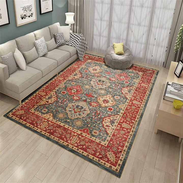 Lisslune | Antique Multicolor Glam Carpet Polyester Floral Pattern Carpet Pet Friendly Stain Resistant Non-Slip Carpet for Home