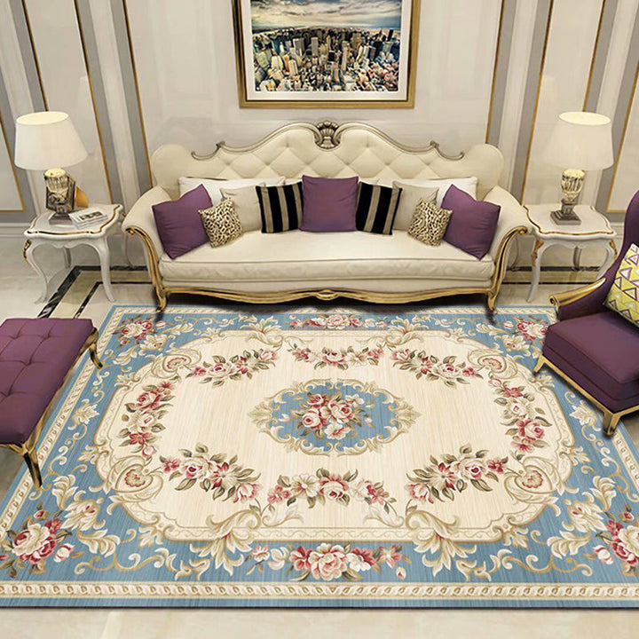 Lisslune | Antique Multicolor Glam Carpet Polyester Floral Pattern Carpet Pet Friendly Stain Resistant Non-Slip Carpet for Home