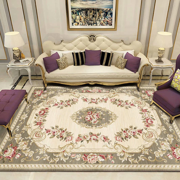 Lisslune | Antique Multicolor Glam Carpet Polyester Floral Pattern Carpet Pet Friendly Stain Resistant Non-Slip Carpet for Home