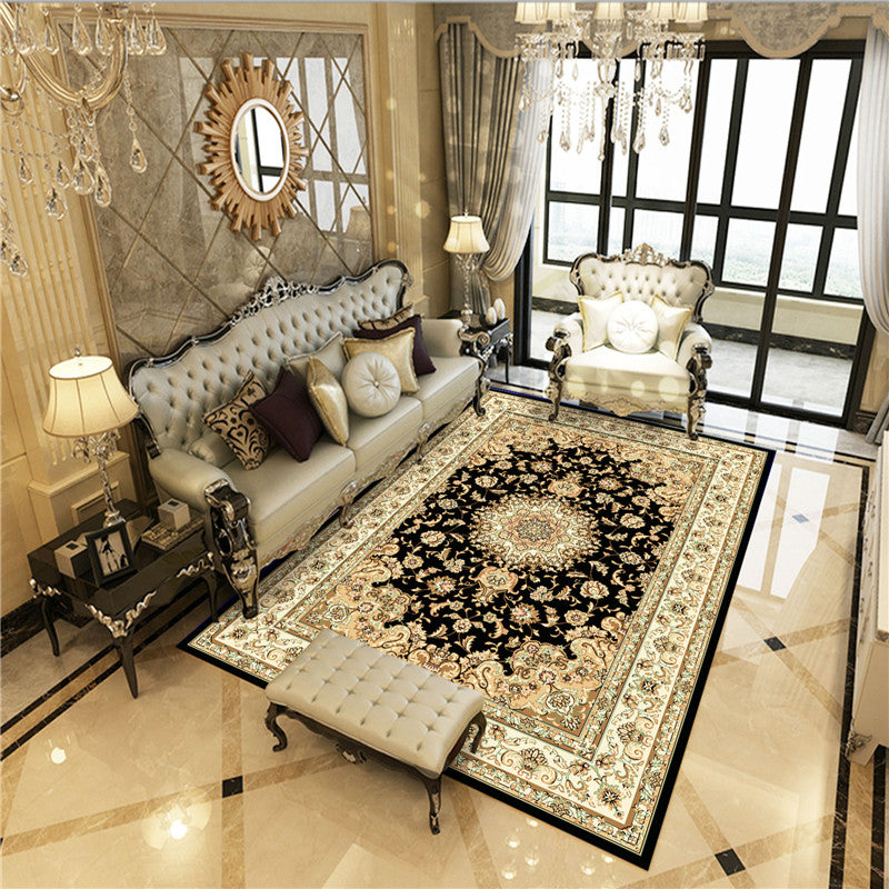 Lisslune | Antique Multicolor Glam Carpet Polyester Floral Pattern Carpet Pet Friendly Stain Resistant Non-Slip Carpet for Home
