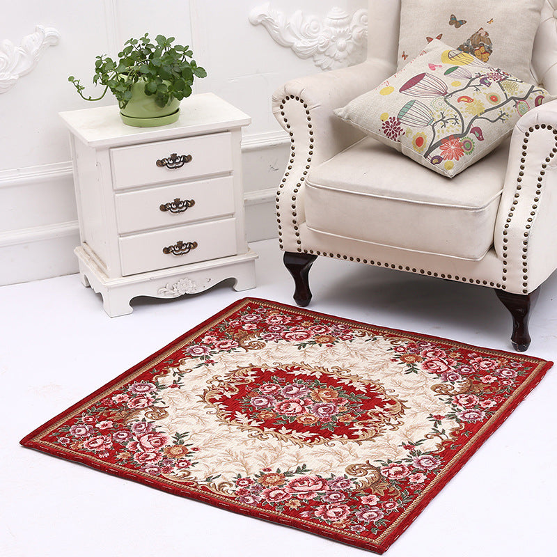 Lisslune | Victorian Style Foyer Carpet Multicolored Floral Pattern Carpet Polypropylene Pet Friendly Non-Slip Back Washable Carpet
