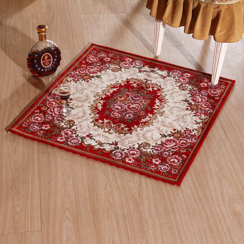 Lisslune | Victorian Style Foyer Carpet Multicolored Floral Pattern Carpet Polypropylene Pet Friendly Non-Slip Back Washable Carpet