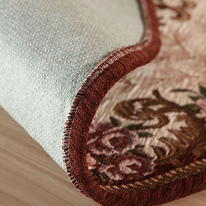Lisslune | Victorian Style Foyer Carpet Multicolored Floral Pattern Carpet Polypropylene Pet Friendly Non-Slip Back Washable Carpet
