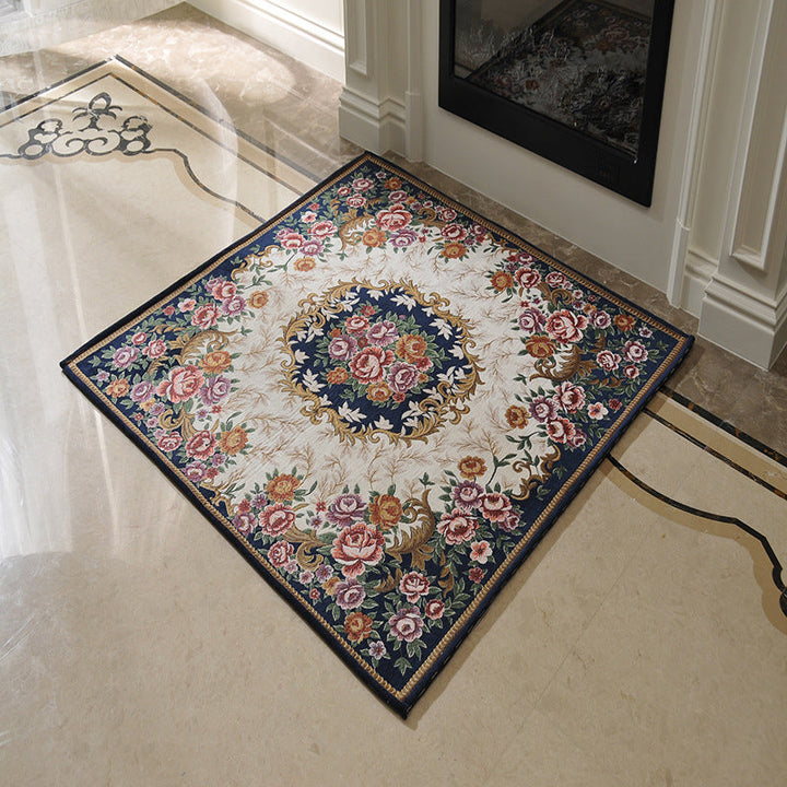 Lisslune | Victorian Style Foyer Carpet Multicolored Floral Pattern Carpet Polypropylene Pet Friendly Non-Slip Back Washable Carpet