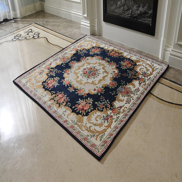 Lisslune | Victorian Style Foyer Carpet Multicolored Floral Pattern Carpet Polypropylene Pet Friendly Non-Slip Back Washable Carpet