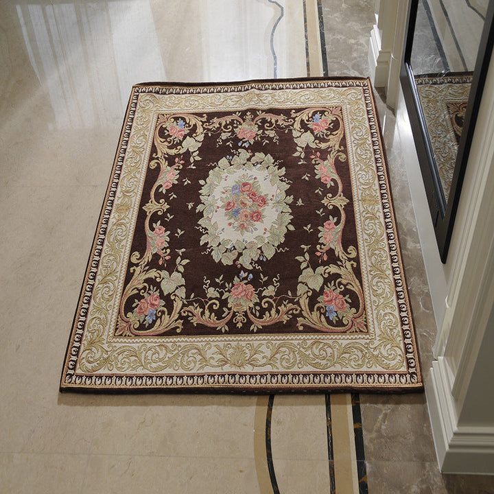 Lisslune | Victorian Style Foyer Carpet Multicolored Floral Pattern Carpet Polypropylene Pet Friendly Non-Slip Back Washable Carpet